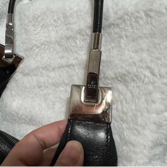 Vintage Gucci Black GG Logo Canvas Hobo Bag - Picture 10 of 16